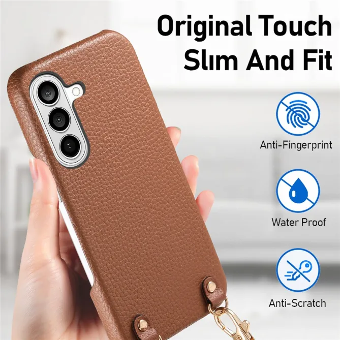Coque Samsung Galaxy A27 Effet Cuir Grainé avec Cordon Bandoulière