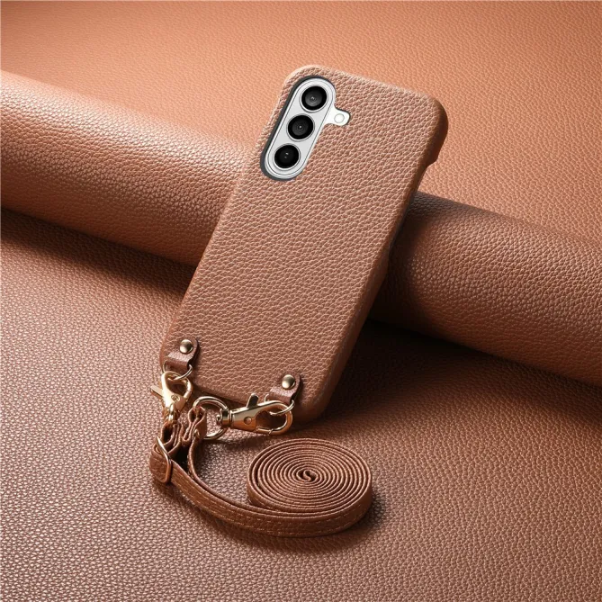 Coque Samsung Galaxy A27 Effet Cuir Grainé avec Cordon Bandoulière