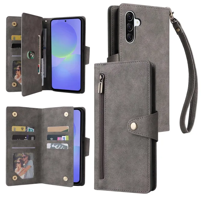 Housse Samsung Galaxy A27 Portefeuille Zippé Rivets RIVÉA