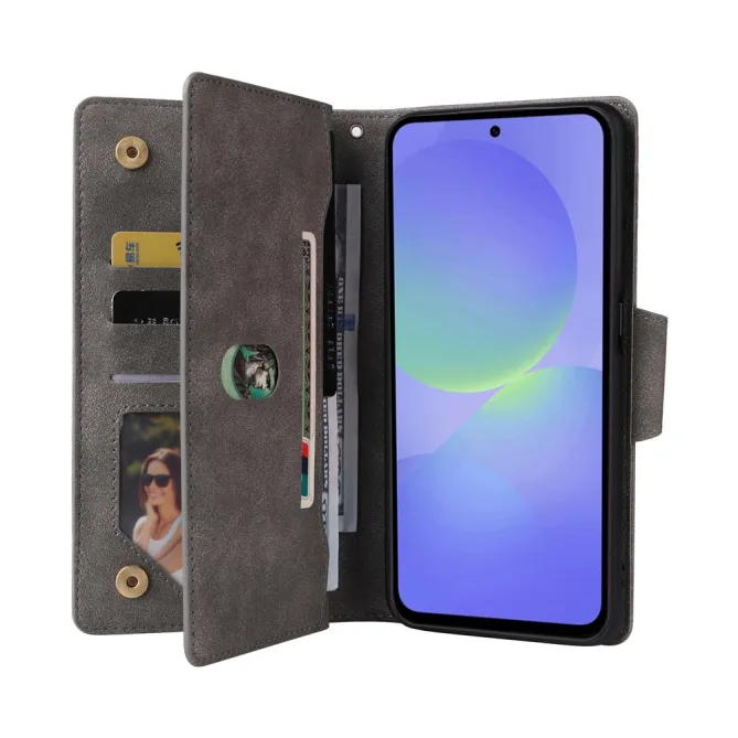 Housse Samsung Galaxy A27 Portefeuille Zippé Rivets RIVÉA