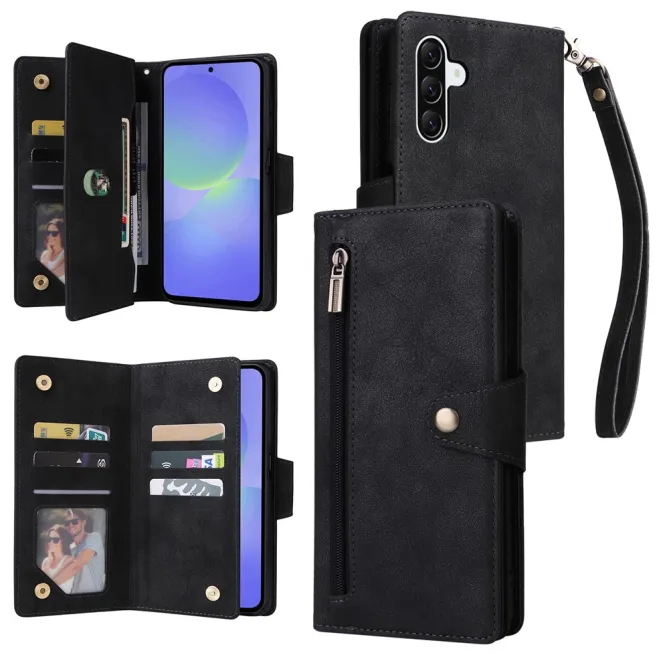 Housse Samsung Galaxy A27 Portefeuille Zippé Rivets RIVÉA