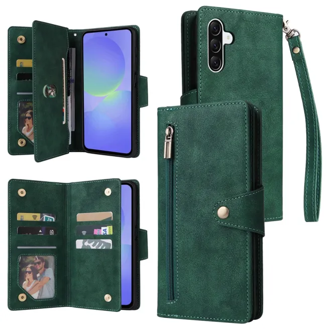 Housse Samsung Galaxy A27 Portefeuille Zippé Rivets RIVÉA