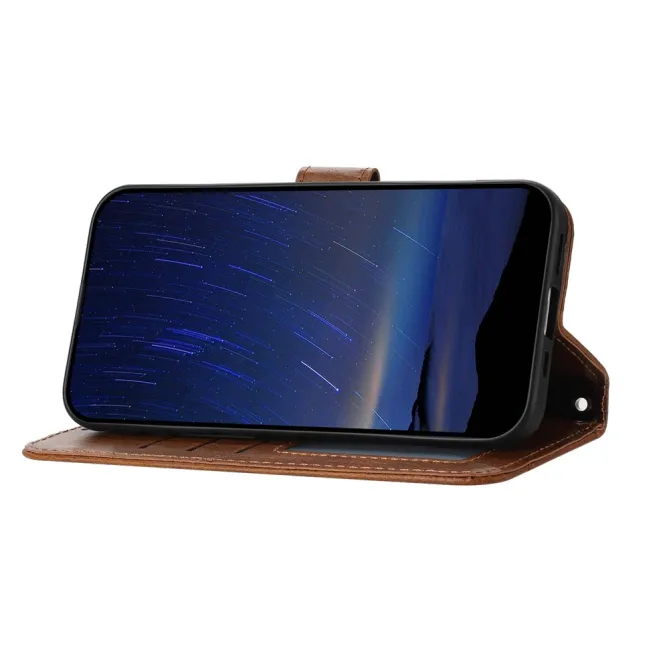 Housse Samsung Galaxy A27 Portefeuille Cuir Vieilli Zippé Bandoulière
