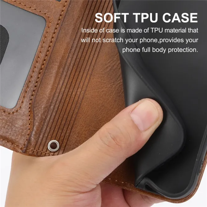 Housse Samsung Galaxy A27 Portefeuille Cuir Vieilli Zippé Bandoulière