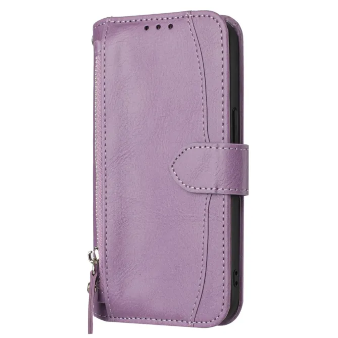 Housse Samsung Galaxy A27 Portefeuille Cuir Vieilli Zippé Bandoulière
