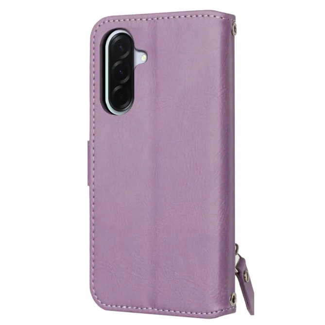 Housse Samsung Galaxy A27 Portefeuille Cuir Vieilli Zippé Bandoulière