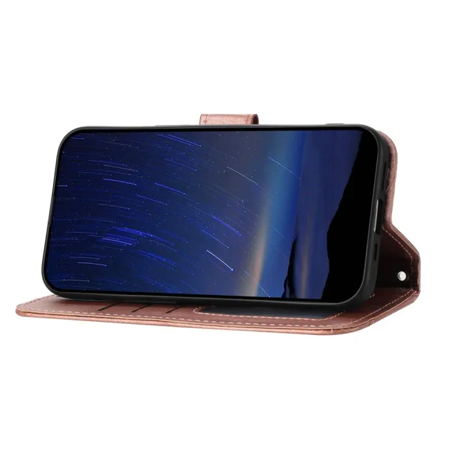 Housse Samsung Galaxy A27 Portefeuille Cuir Vieilli Zippé Bandoulière