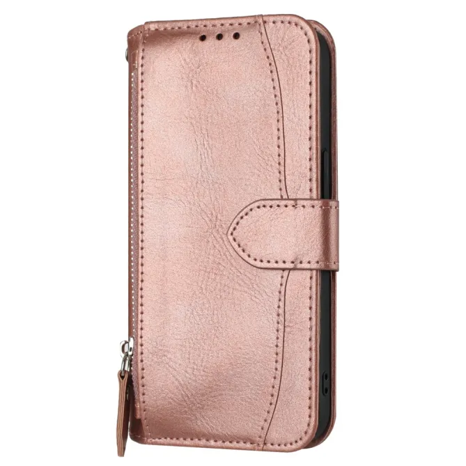 Housse Samsung Galaxy A27 Portefeuille Cuir Vieilli Zippé Bandoulière