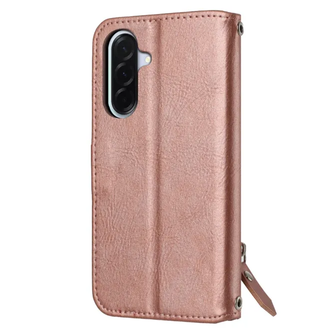Housse Samsung Galaxy A27 Portefeuille Cuir Vieilli Zippé Bandoulière