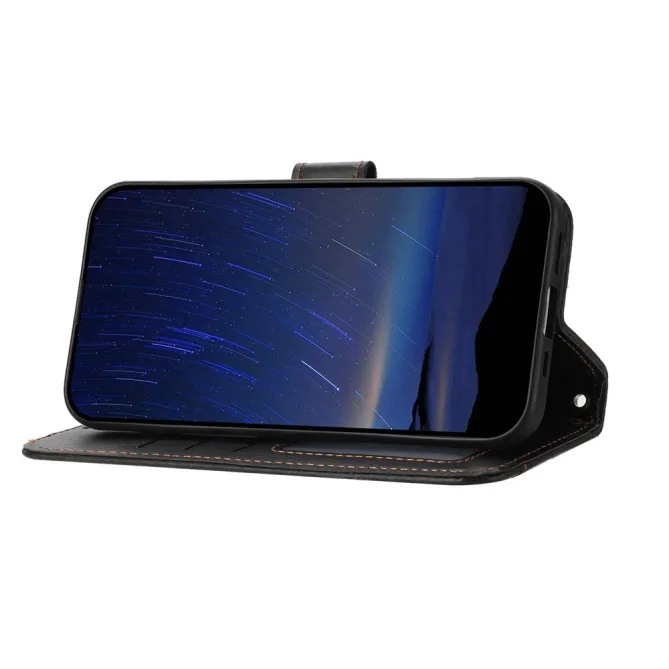 Housse Samsung Galaxy A27 Portefeuille Cuir Vieilli Zippé Bandoulière