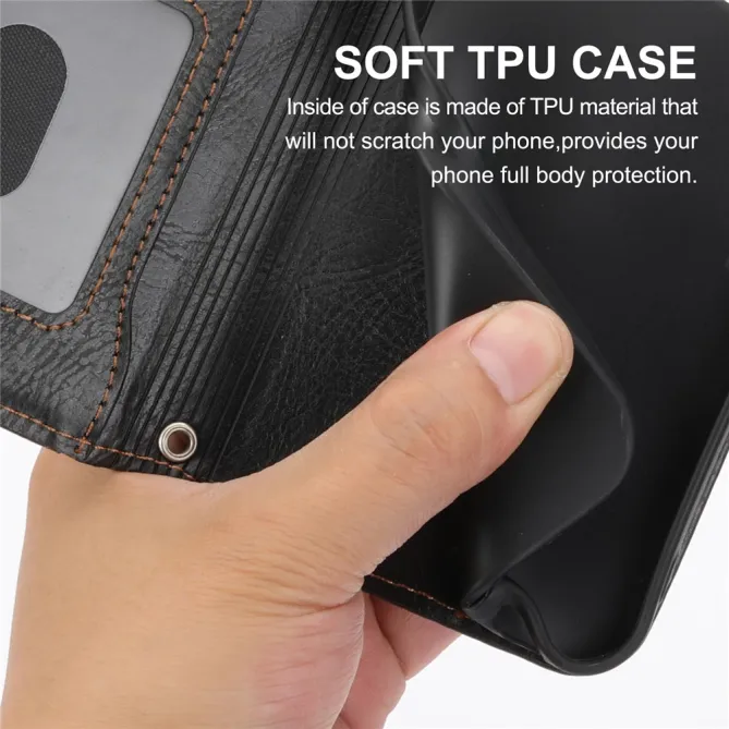Housse Samsung Galaxy A27 Portefeuille Cuir Vieilli Zippé Bandoulière