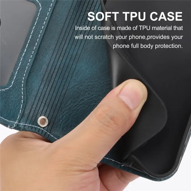 Housse Samsung Galaxy A27 Portefeuille Cuir Vieilli Zippé Bandoulière