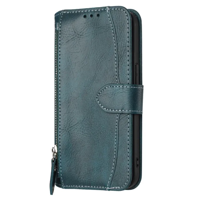 Housse Samsung Galaxy A27 Portefeuille Cuir Vieilli Zippé Bandoulière
