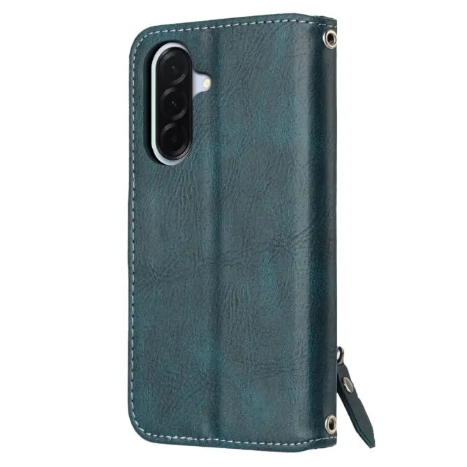 Housse Samsung Galaxy A27 Portefeuille Cuir Vieilli Zippé Bandoulière
