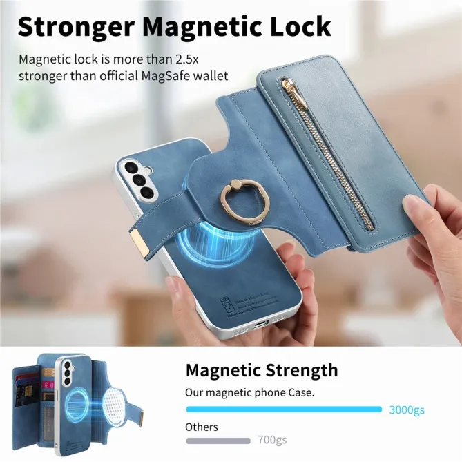 Housse Samsung Galaxy A27 Coque Détachable RFID Anneau et Poche Zippée