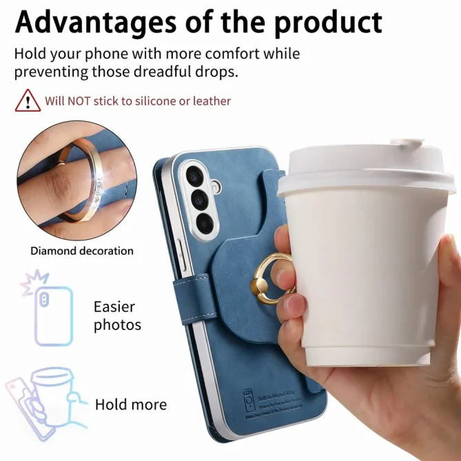 Housse Samsung Galaxy A27 Coque Détachable RFID Anneau et Poche Zippée