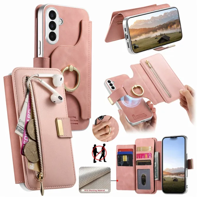 Housse Samsung Galaxy A27 Coque Détachable RFID Anneau et Poche Zippée