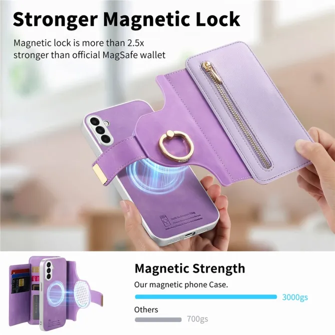 Housse Samsung Galaxy A27 Coque Détachable RFID Anneau et Poche Zippée