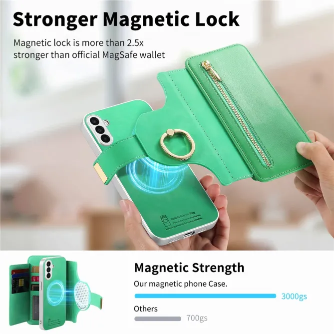 Housse Samsung Galaxy A27 Coque Détachable RFID Anneau et Poche Zippée