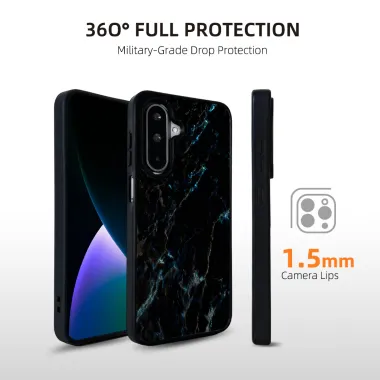 Coque Samsung Galaxy A27 Effet Marbre Noir Veiné Magnétique