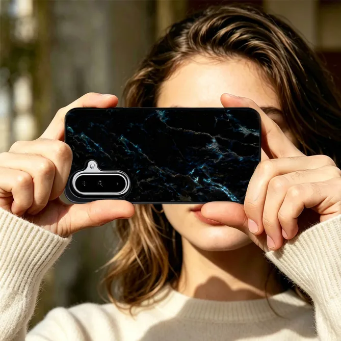 Coque Samsung Galaxy A27 Effet Marbre Noir Veiné Magnétique