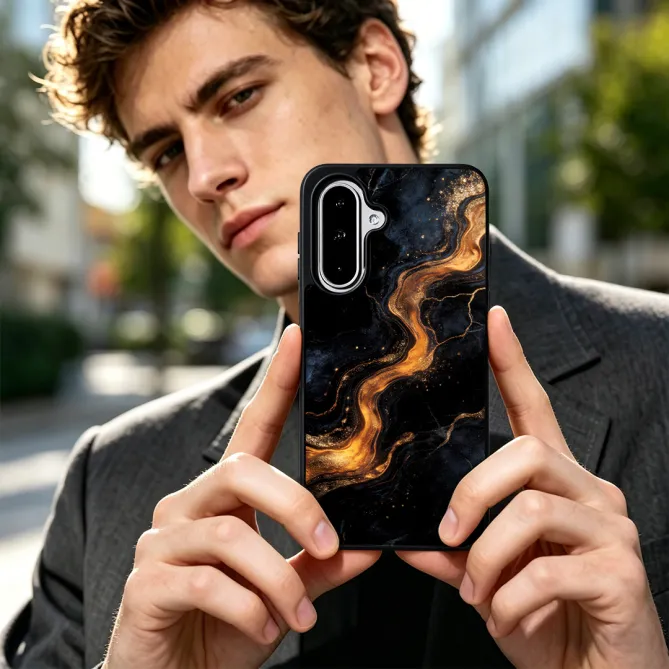 Coque Samsung Galaxy A27 Effet Marbre Or Magnétique