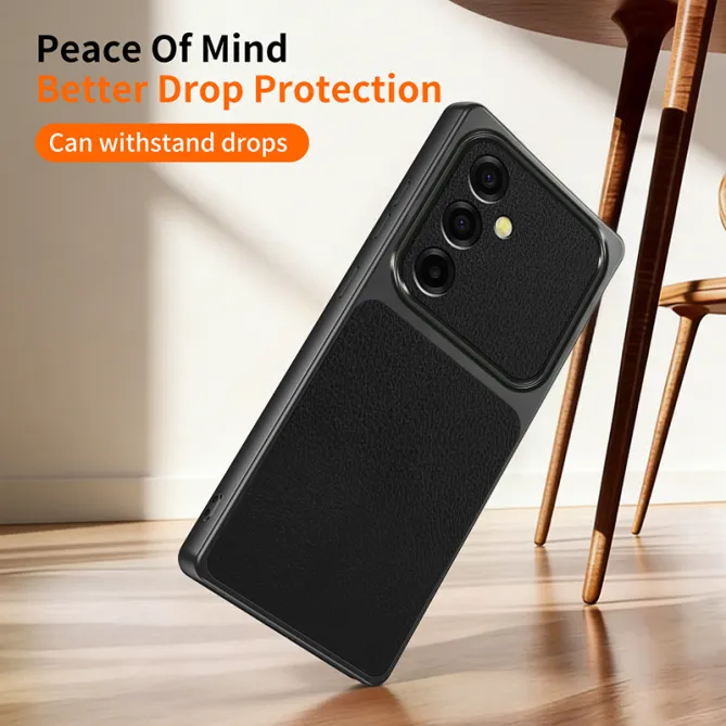Coque Samsung Galaxy A27 Effet Cuir Grainé avec 2 Verres Trempés