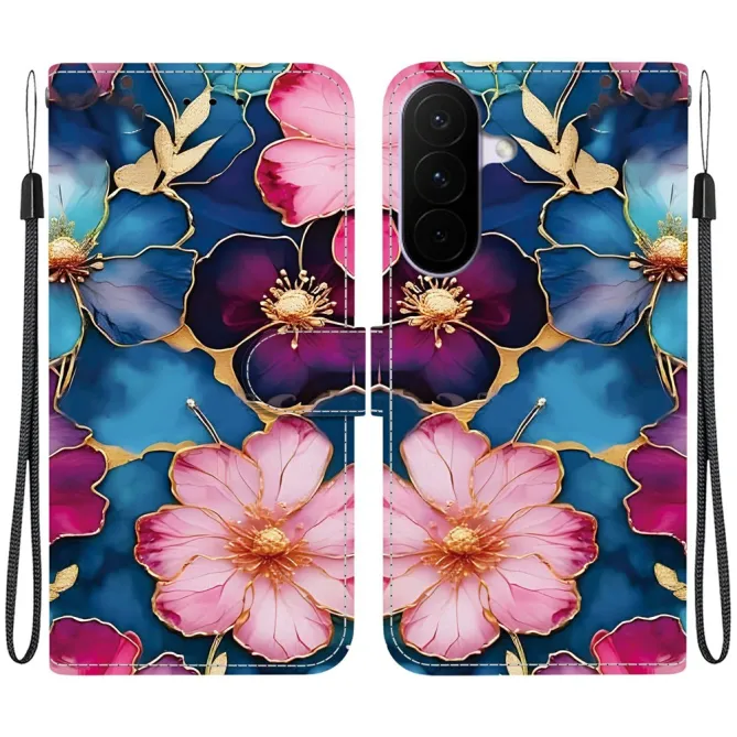Housse Samsung Galaxy A27 Fleurs Liserés Dorés
