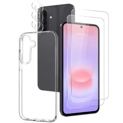 Coque Samsung Galaxy A27 Transparente avec 2 Verres et Films Objectifs