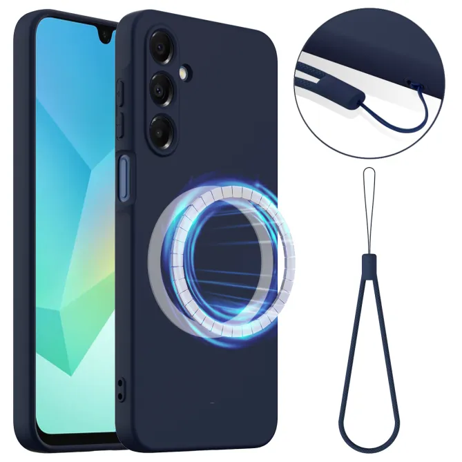 Coque Samsung Galaxy A27 Silicone Liquide Magnétique, Lanière