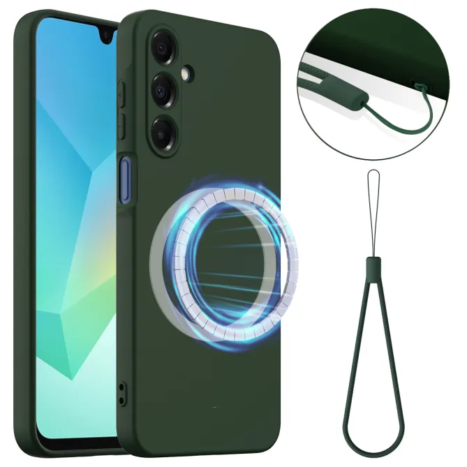Coque Samsung Galaxy A27 Silicone Liquide Magnétique, Lanière