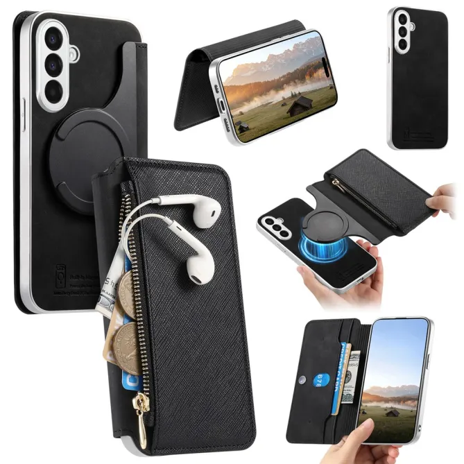 Housse Samsung Galaxy A27 Coque Détachable Magnétique, Cuir Croisé
