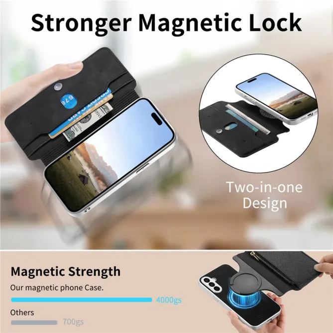 Housse Samsung Galaxy A27 Coque Détachable Magnétique, Cuir Croisé
