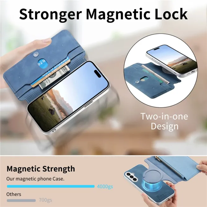 Housse Samsung Galaxy A27 Coque Détachable Magnétique, Cuir Croisé