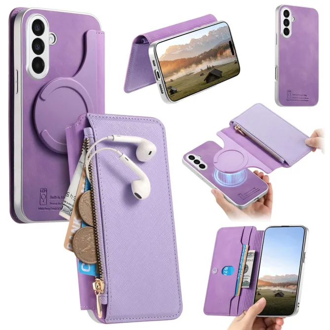 Housse Samsung Galaxy A27 Coque Détachable Magnétique, Cuir Croisé