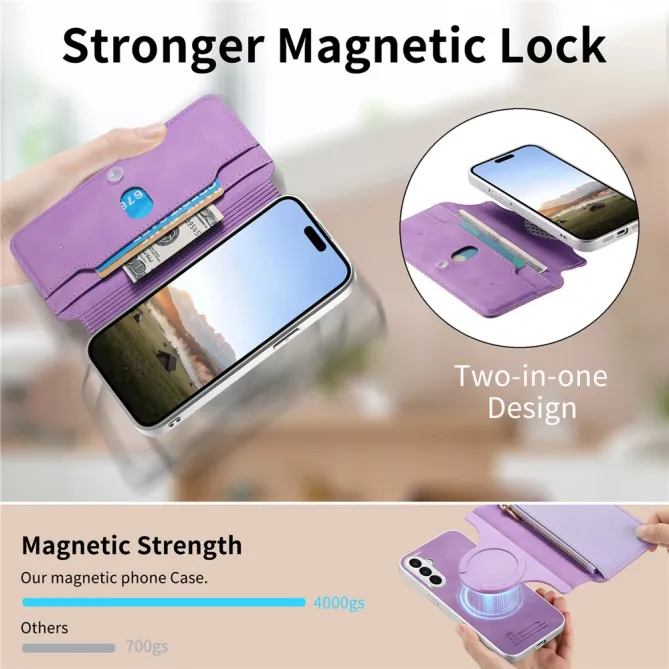 Housse Samsung Galaxy A27 Coque Détachable Magnétique, Cuir Croisé