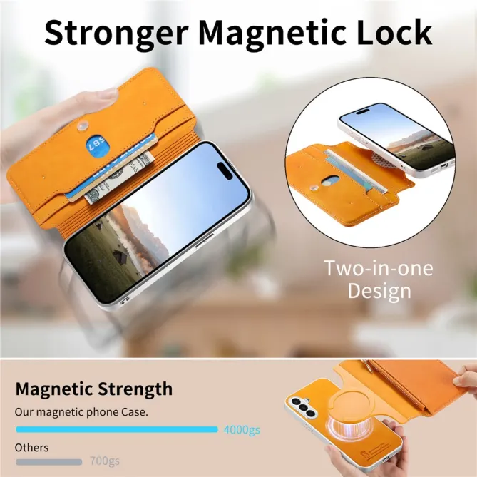 Housse Samsung Galaxy A27 Coque Détachable Magnétique, Cuir Croisé