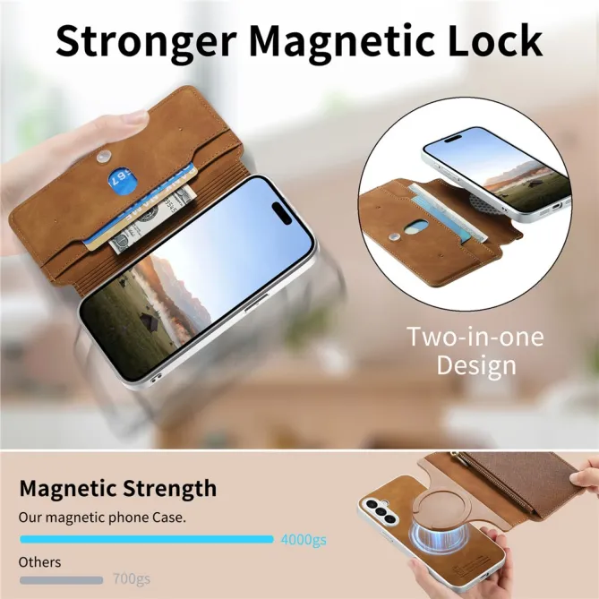Housse Samsung Galaxy A27 Coque Détachable Magnétique, Cuir Croisé