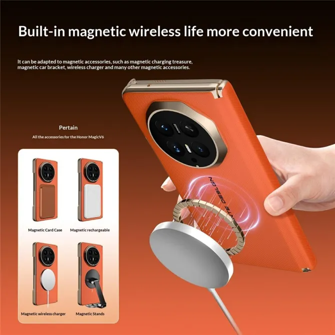 Coque Honor Magic V6 Effet Cuir Tissé Magnétique