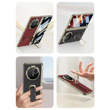 Coque Honor Magic V6 Simili Cuir Béquille avec Mini Anse et Film Écran