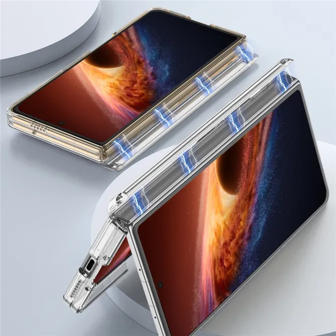 Coque Honor Magic V6 Transparente Charnière Contour Métallisé