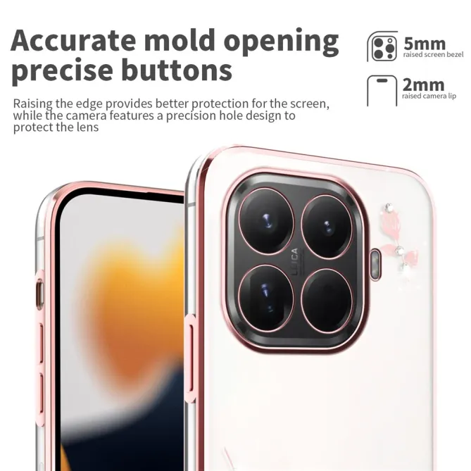 Coque Xiaomi 17T Pro Roses Strass Contour Métallisé