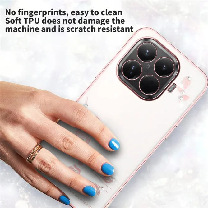 Coque Xiaomi 17T Pro Roses Strass Contour Métallisé