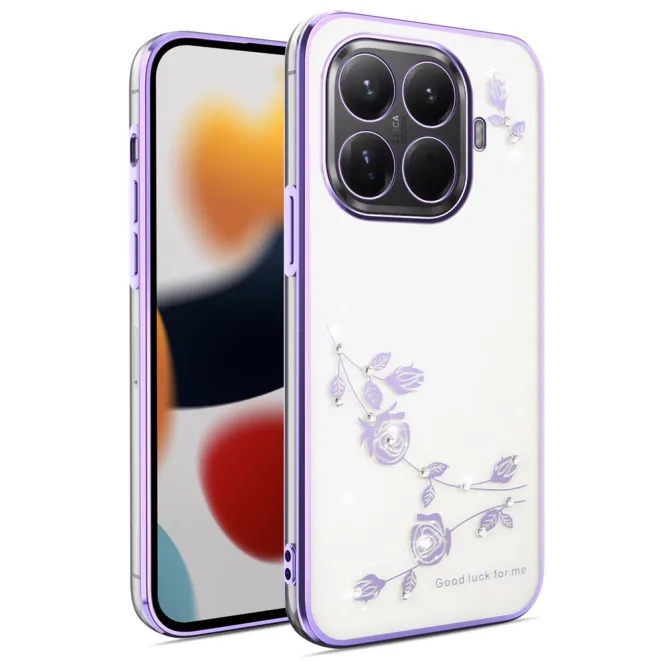 Coque Xiaomi 17T Pro Roses Strass Contour Métallisé