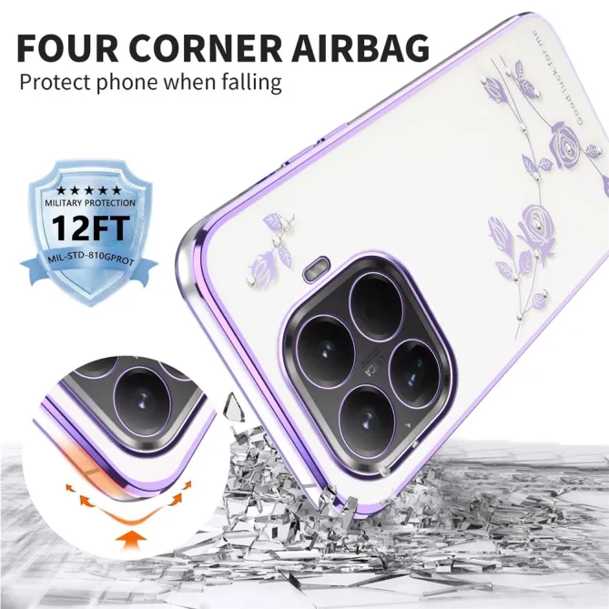 Coque Xiaomi 17T Pro Roses Strass Contour Métallisé