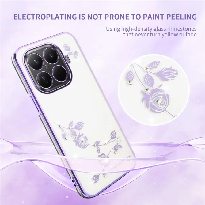 Coque Xiaomi 17T Pro Roses Strass Contour Métallisé