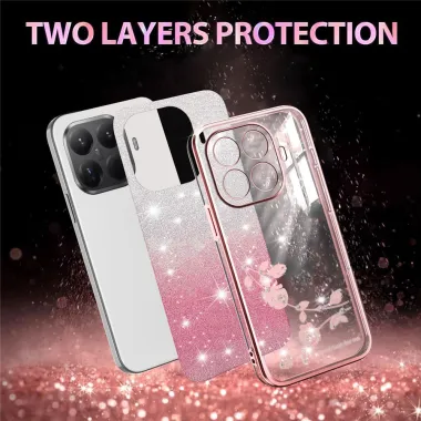Coque Xiaomi 17T Pro Roses Strass Dégradé Pailleté