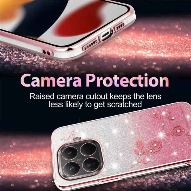Coque Xiaomi 17T Pro Roses Strass Dégradé Pailleté