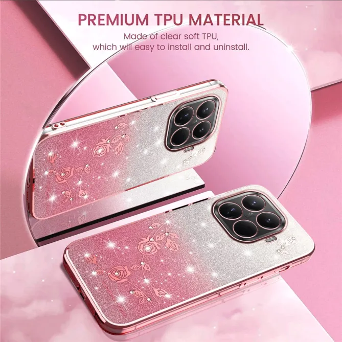 Coque Xiaomi 17T Pro Roses Strass Dégradé Pailleté