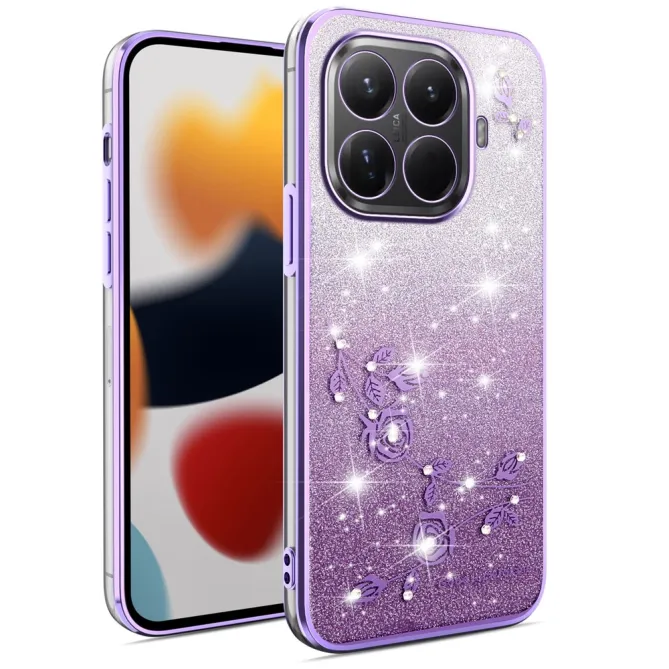 Coque Xiaomi 17T Pro Roses Strass Dégradé Pailleté
